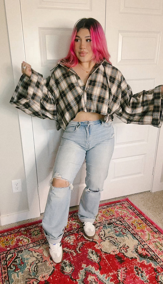 cozy up crop flannel